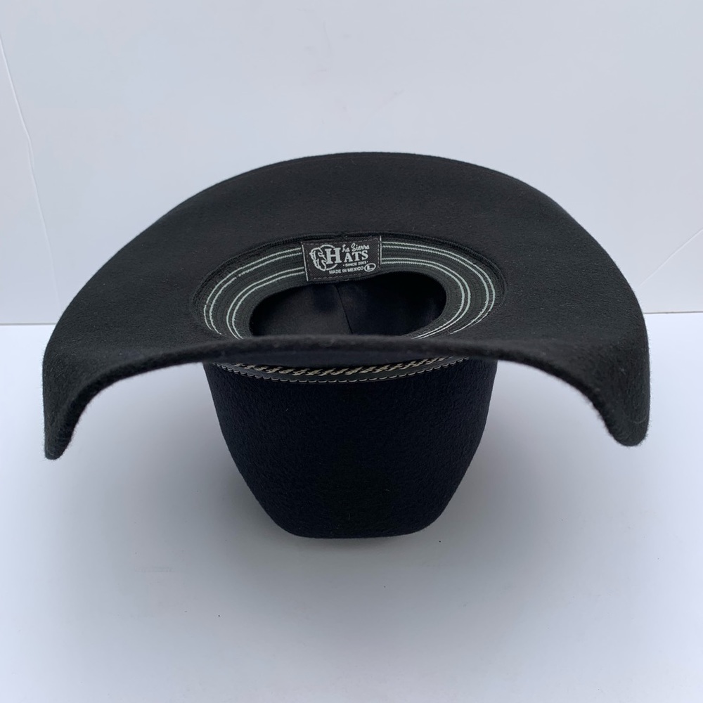 Men's Black Faux Felt Cowboy Hat Tejana Sombrero - Picture 3 of 5